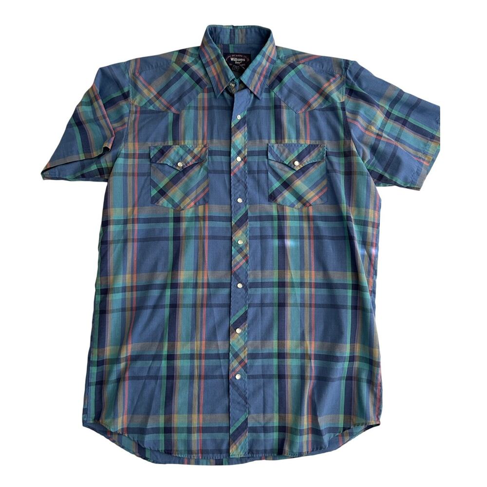 VTG Williams Bay Plaid Western Pearl Snap Shirt Short Sleeve